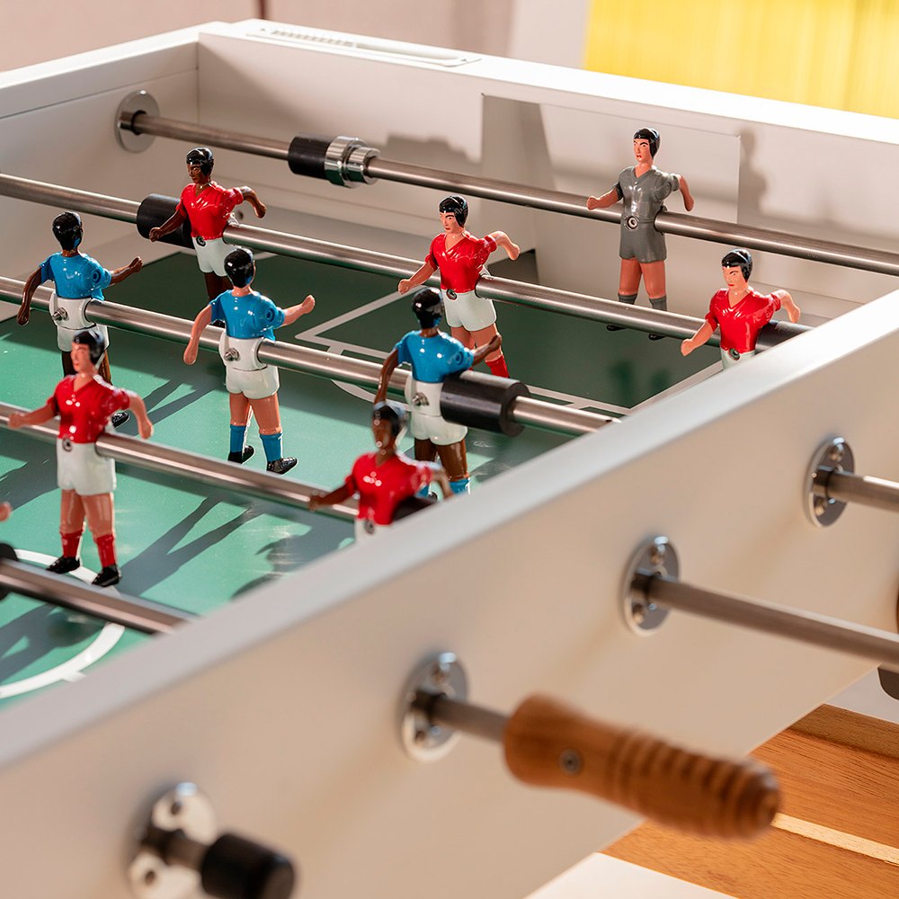 RS Barcelona RS3 Wood table football table with players in red and blue.