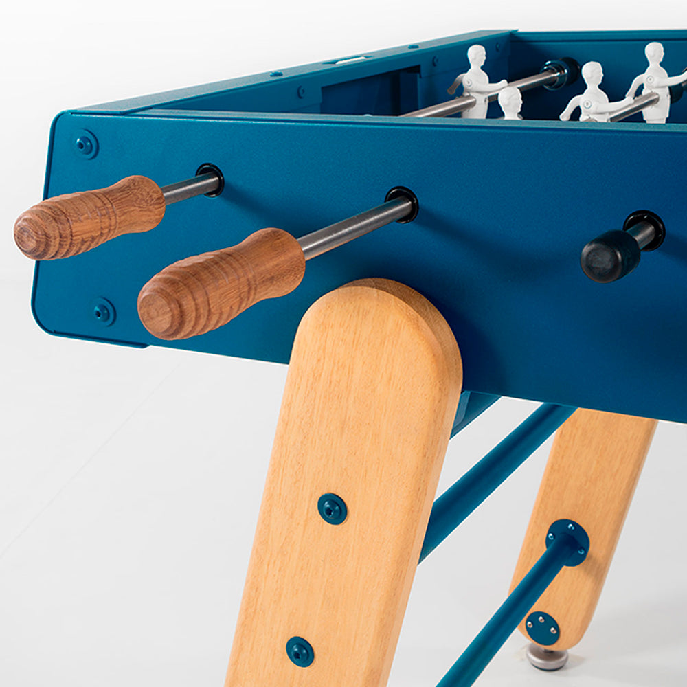 Natural wood legs and handles football table RS Barcelona.