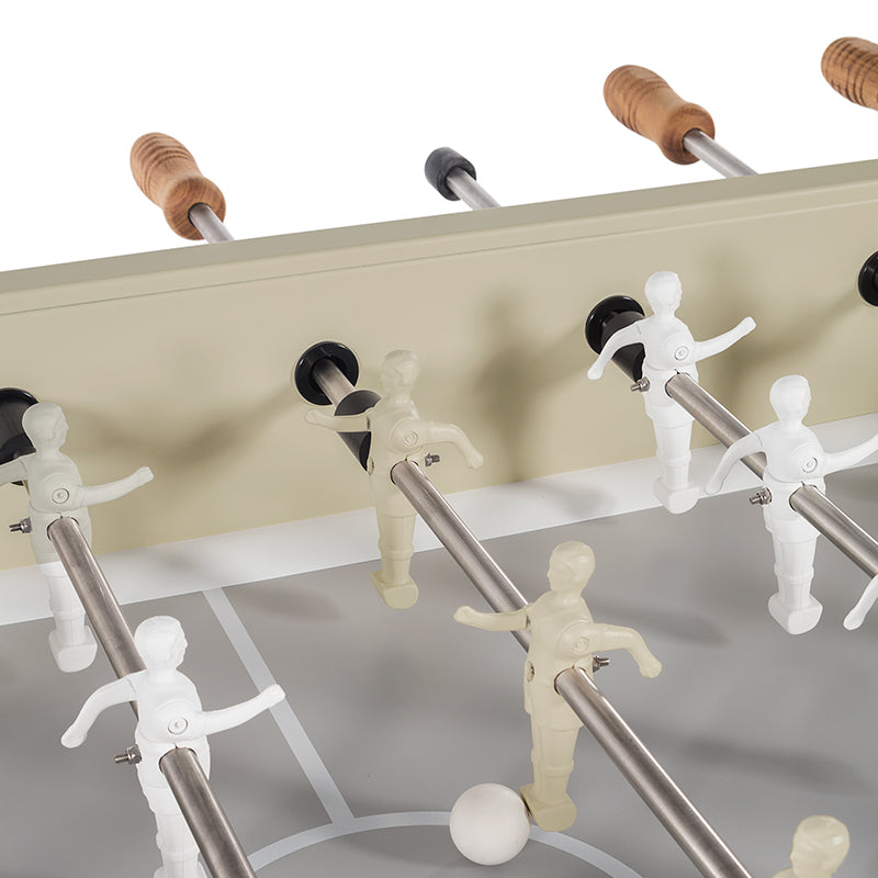 White and grey RS Barcelona table football players.