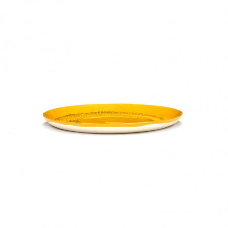 Plate L Sunny Yellow Swirl - Dots Black Feast