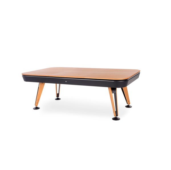 Diagonal design pool table wooden top in iroko finish from RS Barcelona