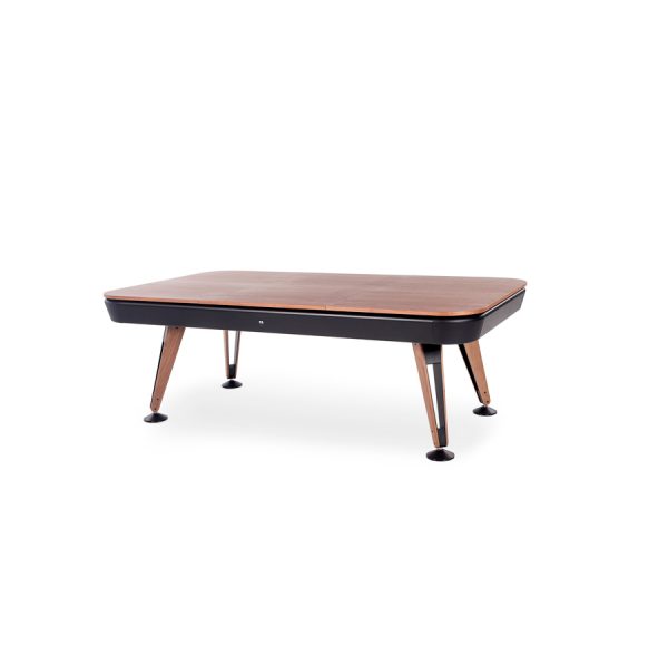 Diagonal design pool table wooden top in walnut finish from RS Barcelona