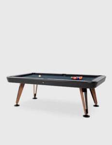 Diagonal design pool table in black finish from RS Barcelona