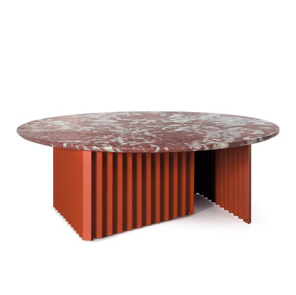 RS Barcelona Plec occasional table round large marble in terracotta colour
