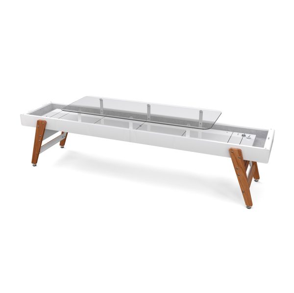 RS Barcelona Track DIning design shuffleboard table in white